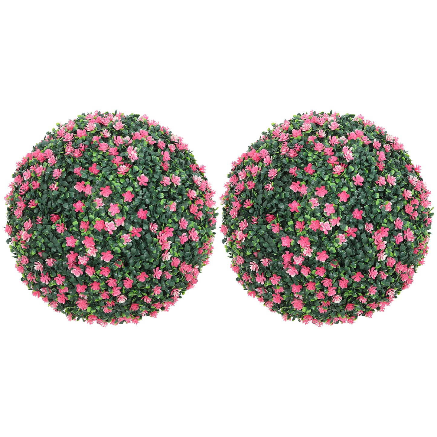 HOMCOM Set of Two Artificial Boxwood Balls Plants - Pink