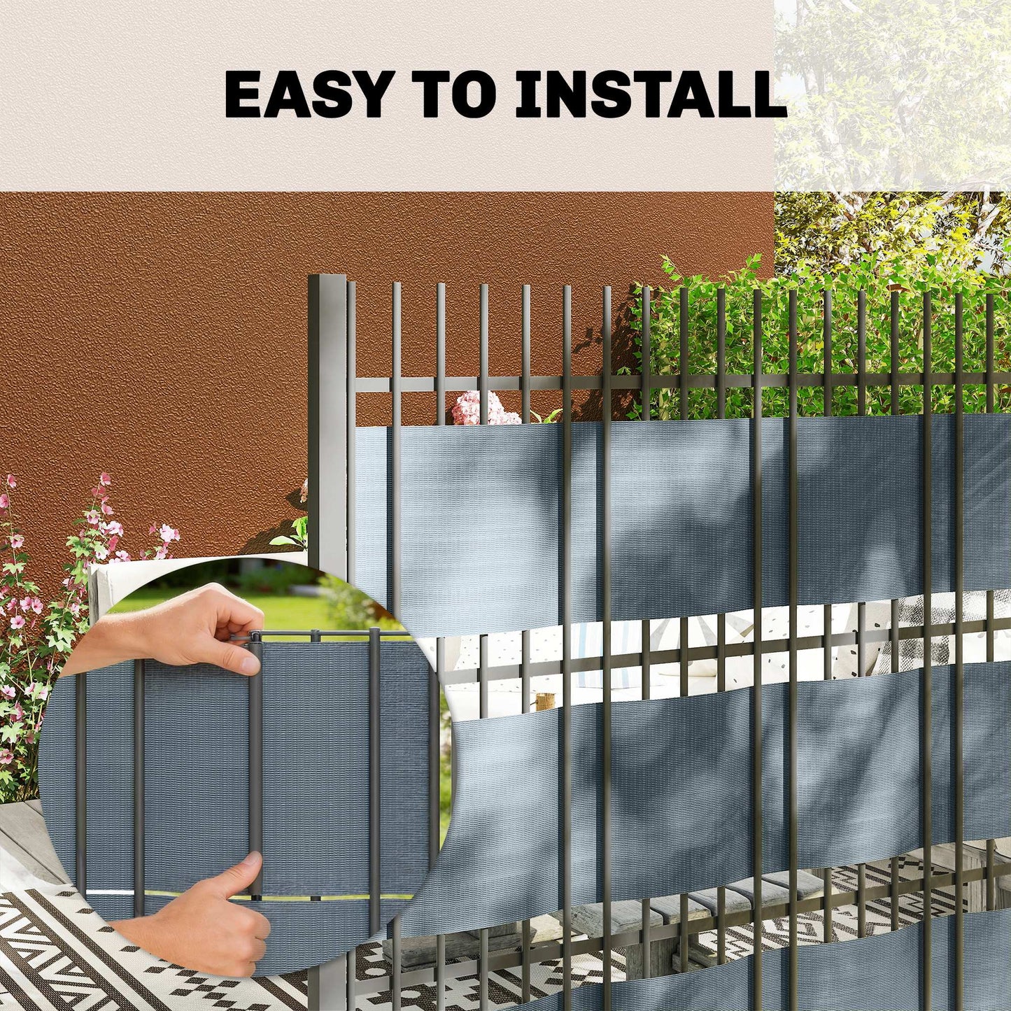 Outsunny 2Pcs Privacy Garden Screen Fence, UV Resistant Waterproof Windbreak Fencing, 35mx19cm, Grey