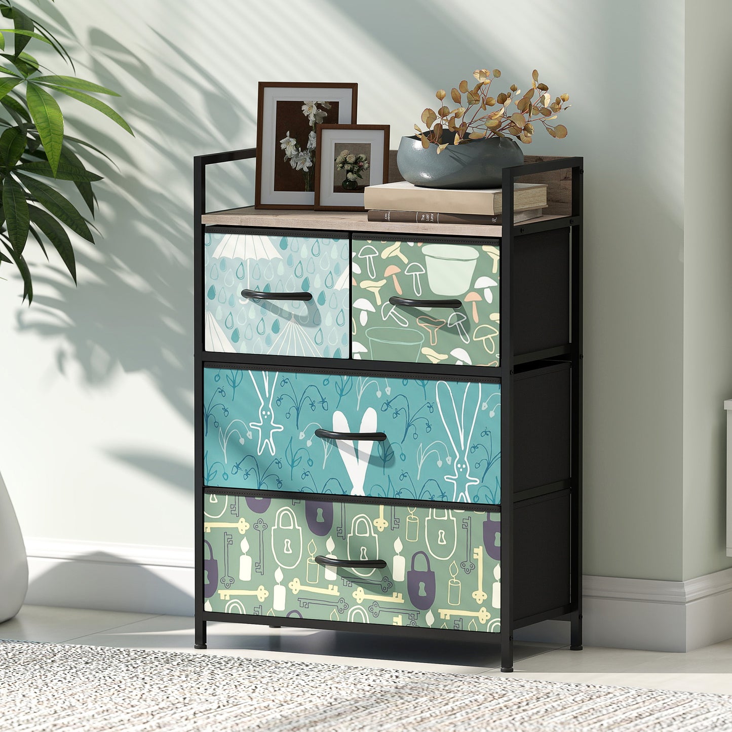 HOMCOM 4-Drawer Chest of Drawers - Blue