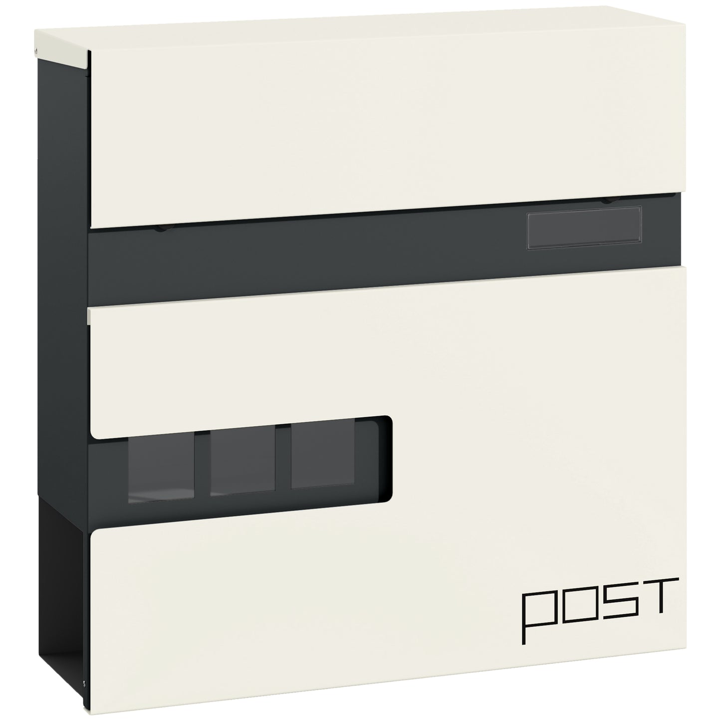 HOMCOM Modern Galvanised Steel Wall Mounted Post Box with Viewing Window, Weatherproof, 2 Locks, Easy Install, for Outdoor Use, White