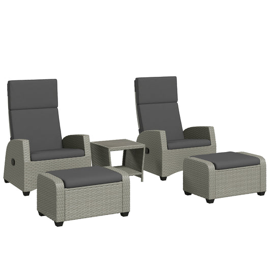 Outsunny 5-Piece Rattan Garden Furniture Set with Cushions - Charcoal Grey