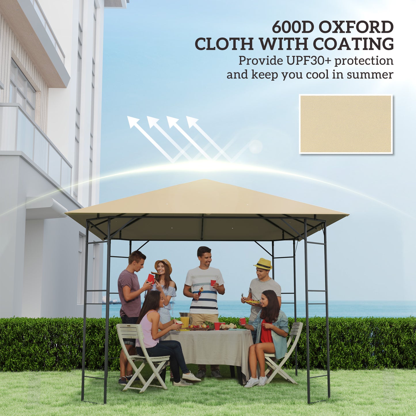 Outsunny 3 x 3(m) Gazebo Canopy Replacement Cover, TOP COVER ONLY, Beige