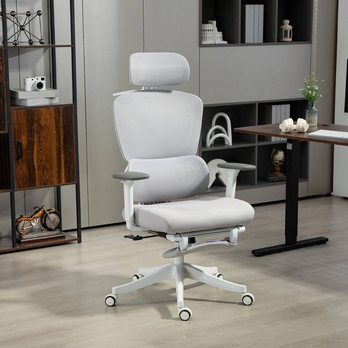 HOMCOM Executive Office Chair Adjustable Lumbar Support Grey