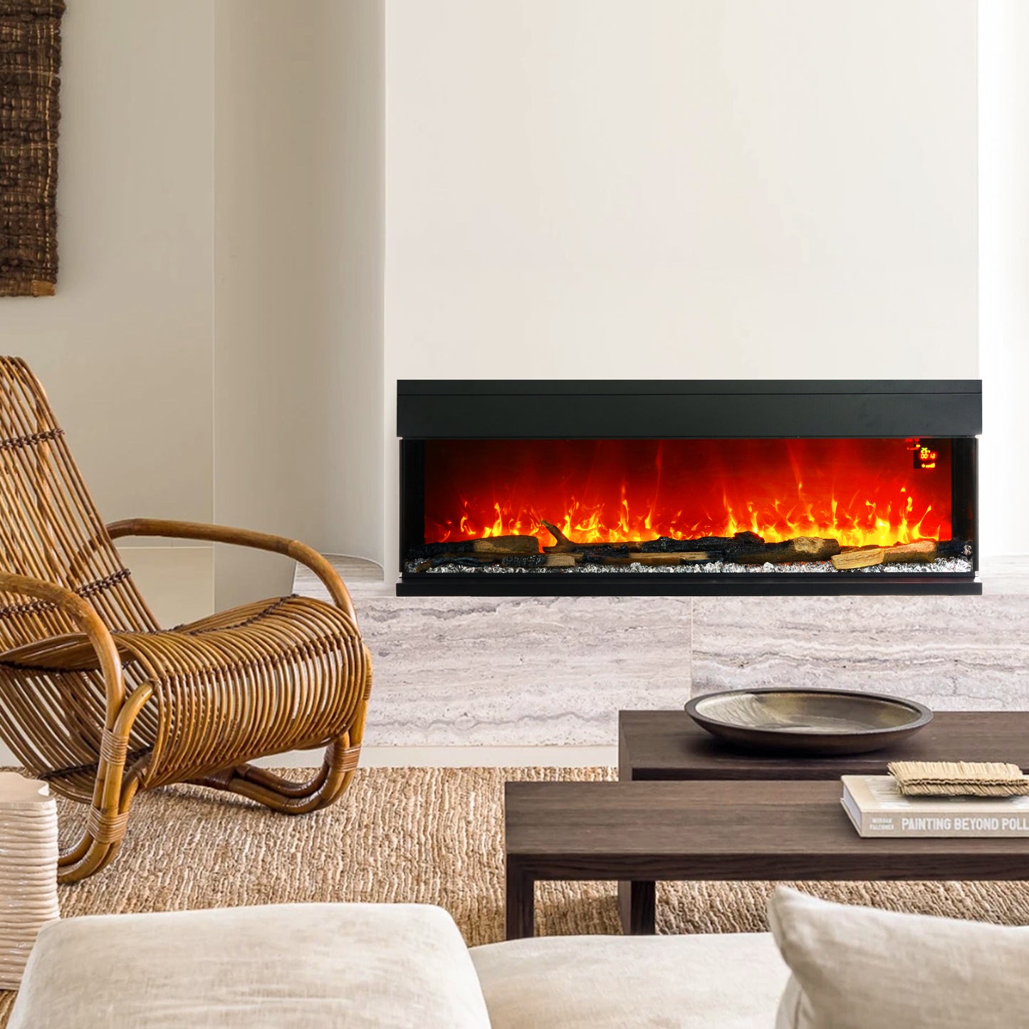 HOMCOM 60inch Media Electric Fireplace Wall Mounted 1800W Black