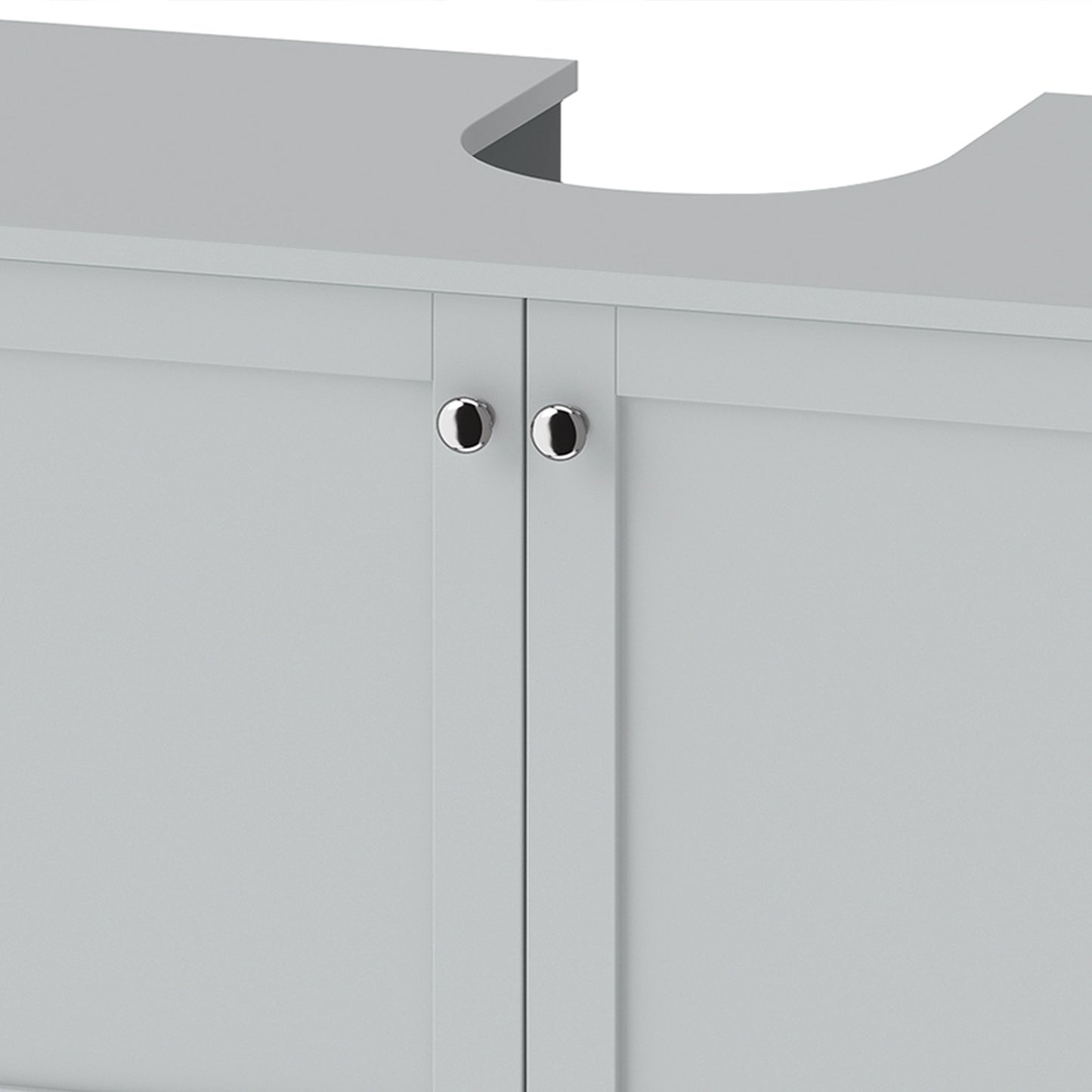 HOMCOM Under Sink Bathroom Cabinet with 2 Doors, Open Shelf and U-Shape Cut-Out for Basin with or without Pedestal, Light Blue