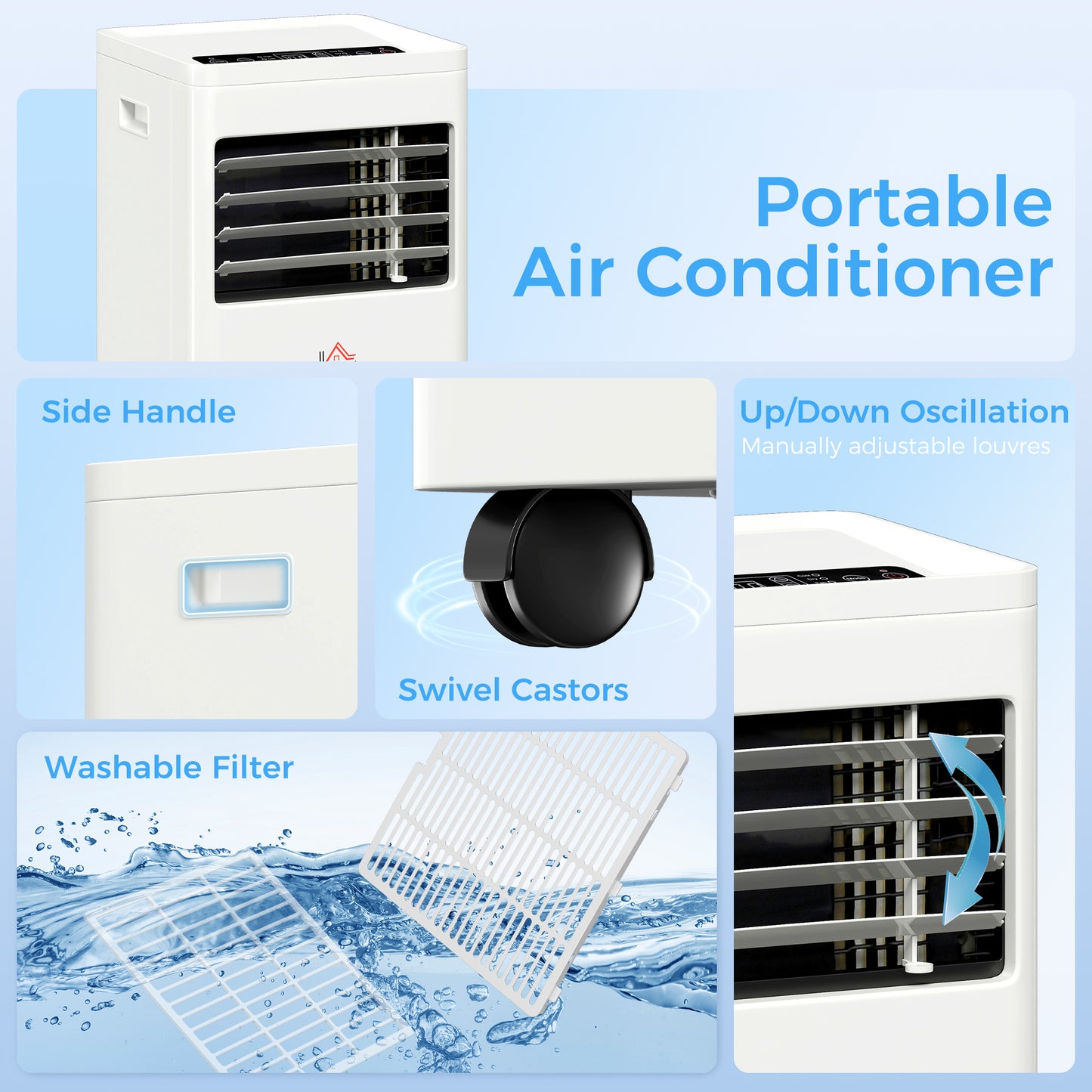 HOMCOM Portable Air Conditioner 9000 BTU, Air Conditioning Unit with Digital Display for Room up to 28m²