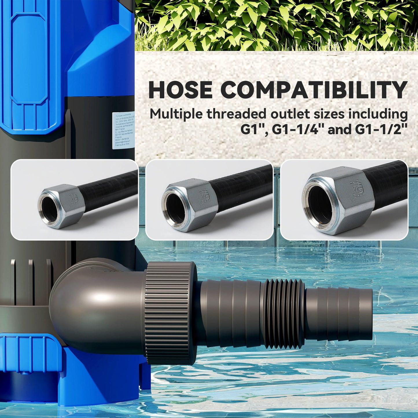 Outsunny 750W Submersible Water Pump, 20000L/H Electric Sump Pump with Float Switch for Dirty/Clean Water, Portable and Lightweight, Blue