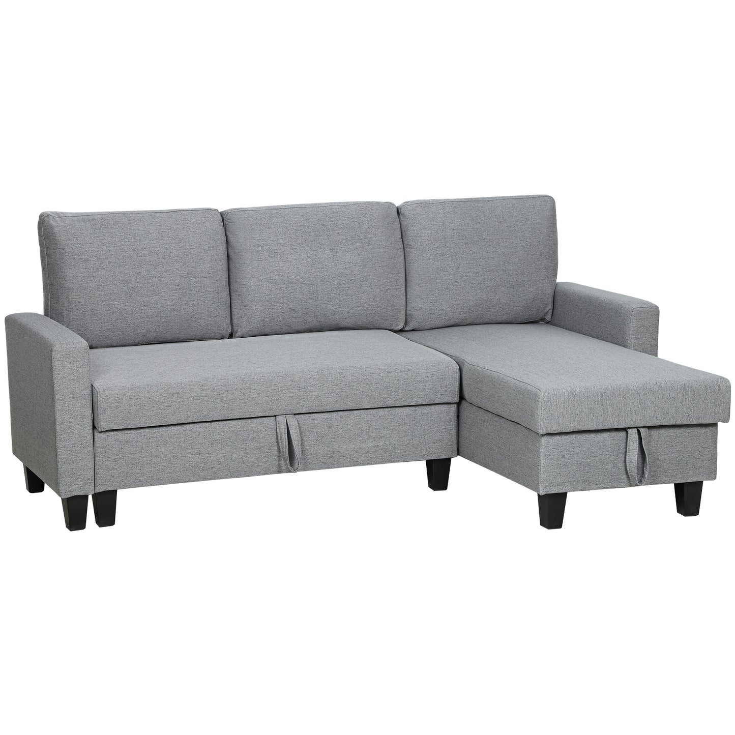HOMCOM Three-Seater Storage Sofa Bed - Grey