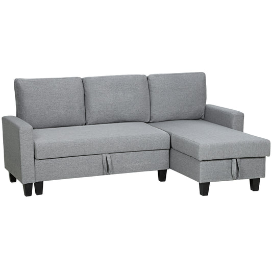 HOMCOM Three-Seater Storage Sofa Bed - Grey