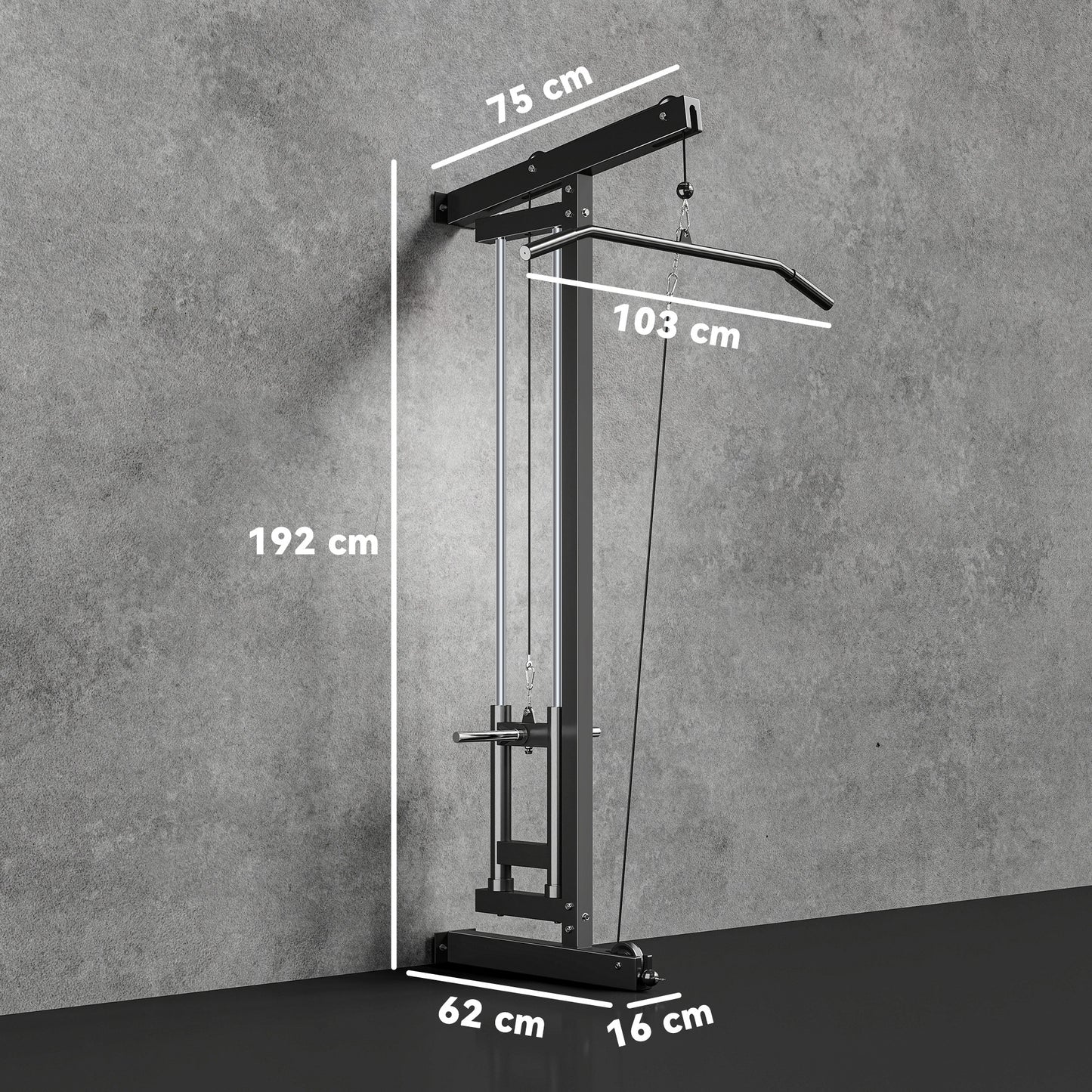 SPORTNOW Wall Mounted Lat Pull Down Machine, Crossover Cable Machine with High & Low Pulleys for Home Gym Full Body Workout