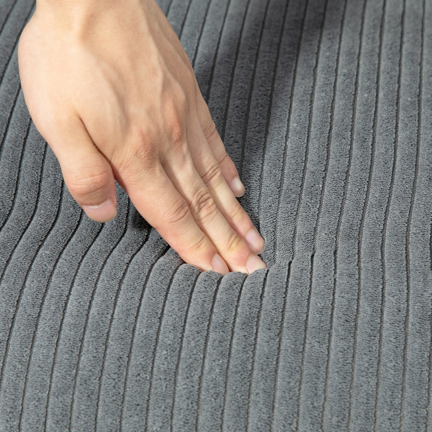 HOMCOM Modern Corduroy Double Seat Sofa w/ Wood Frame Foam Padding High Back Soft Comfortable Compact Couch Grey