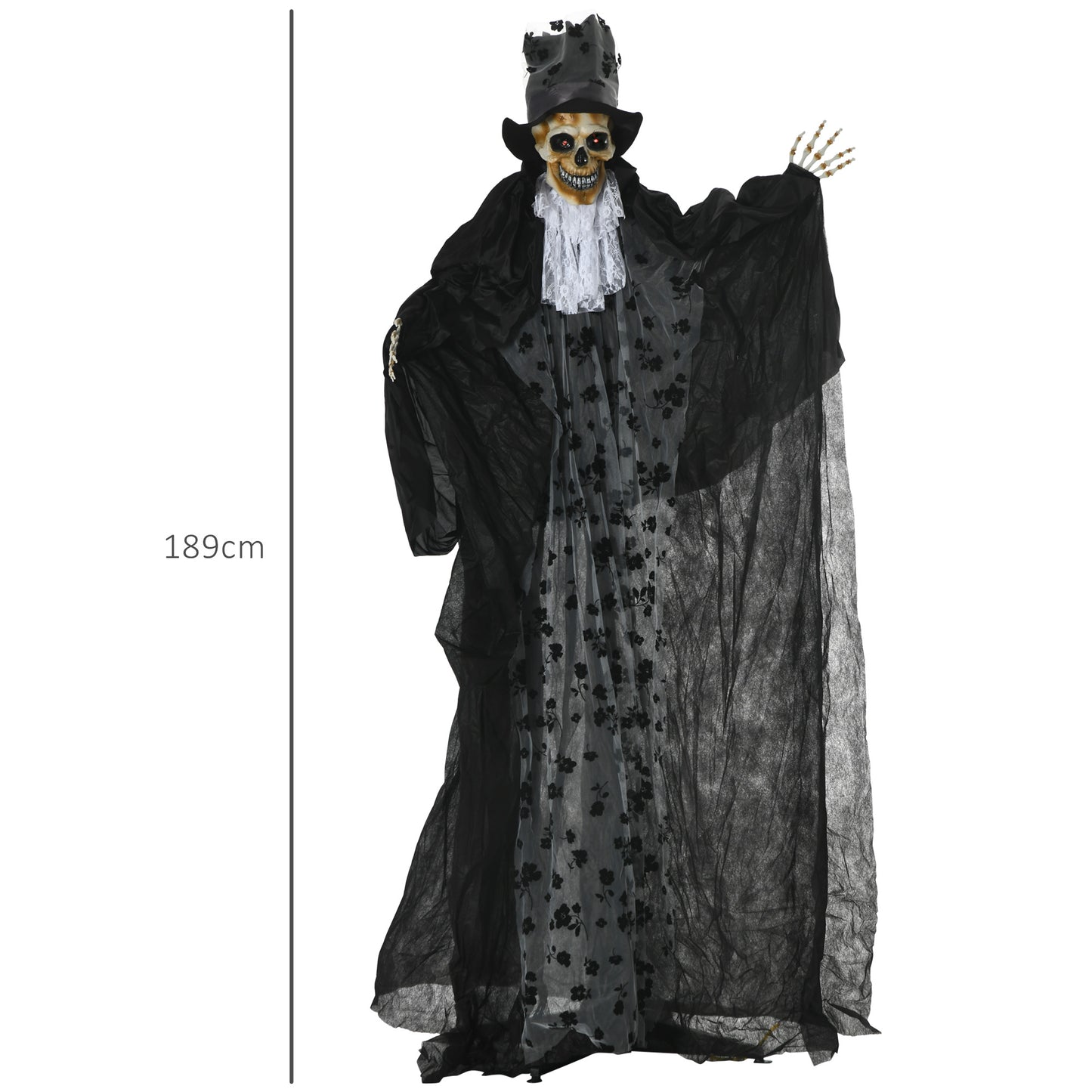 Outsunny Life Size Outdoor Halloween Ghost Bridegroom, Sound & Motion Activated Animatronic Prop with Light Up Eyes, Howling Sound, 189cm, White