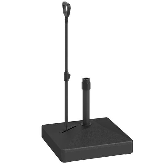 Outsunny Garden Parasol Base with Adjustable Wheels & Handle, 55kg/45kg Fill, Umbrella Stand, Black