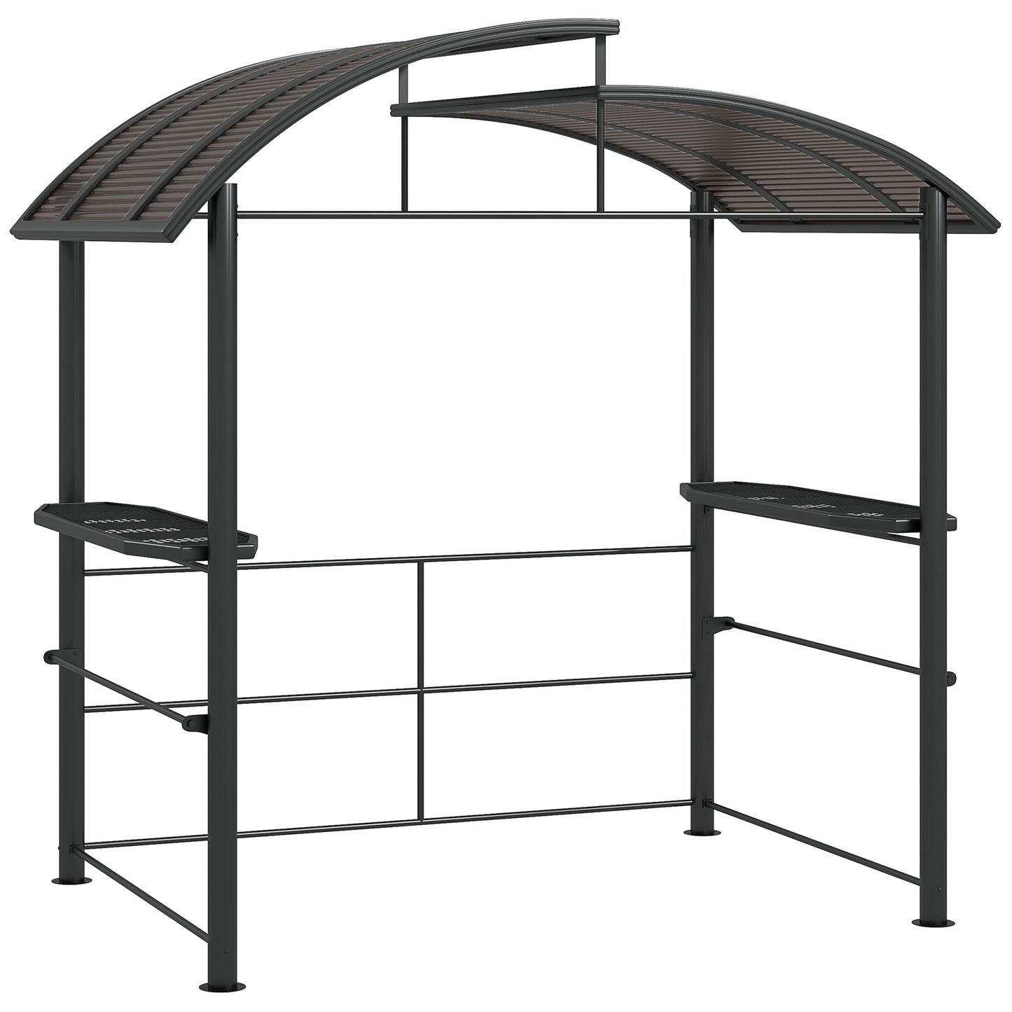 Outsunny 2.4 x 1.5m Outdoor Grill Gazebo with Side Shelves PC Board Roof Dark Grey