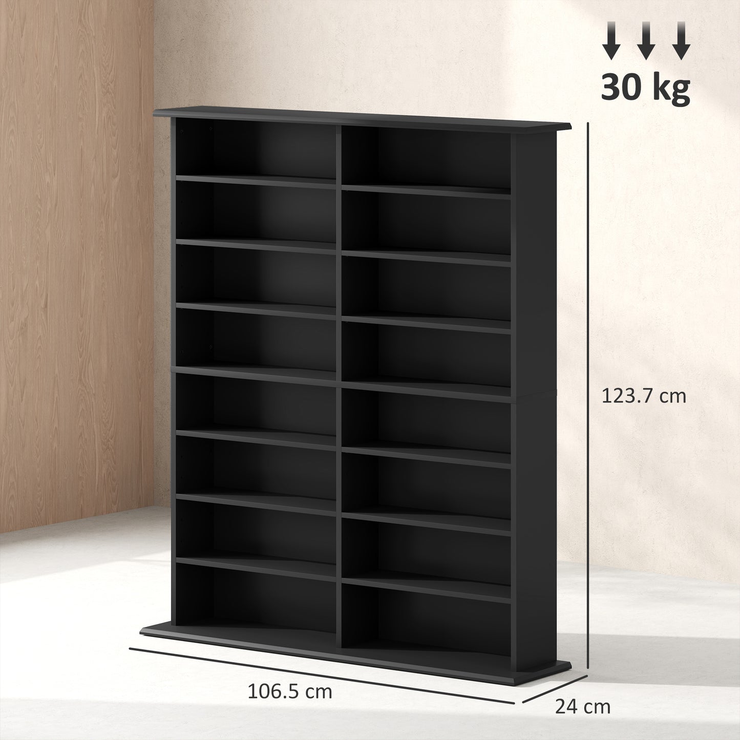 HOMCOM 720 CD/396 DVD/396 Blu-ray Storage Unit - Black
