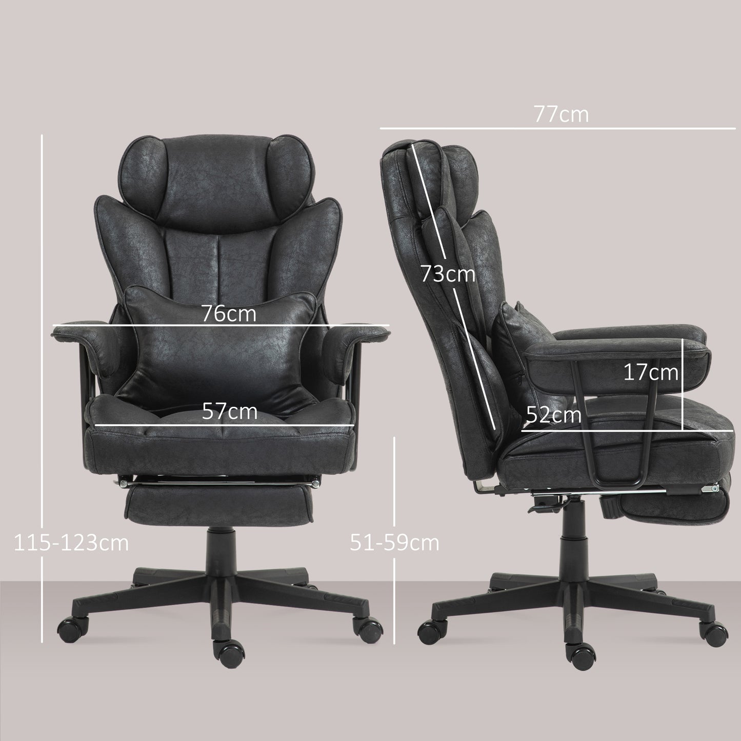 HOMCOM Massage Office Chair with 6 Point Massage and Heat, Desk Chair with Footrest, Reclining Backrest, Swivel Wheels, Adjustable Height, Black