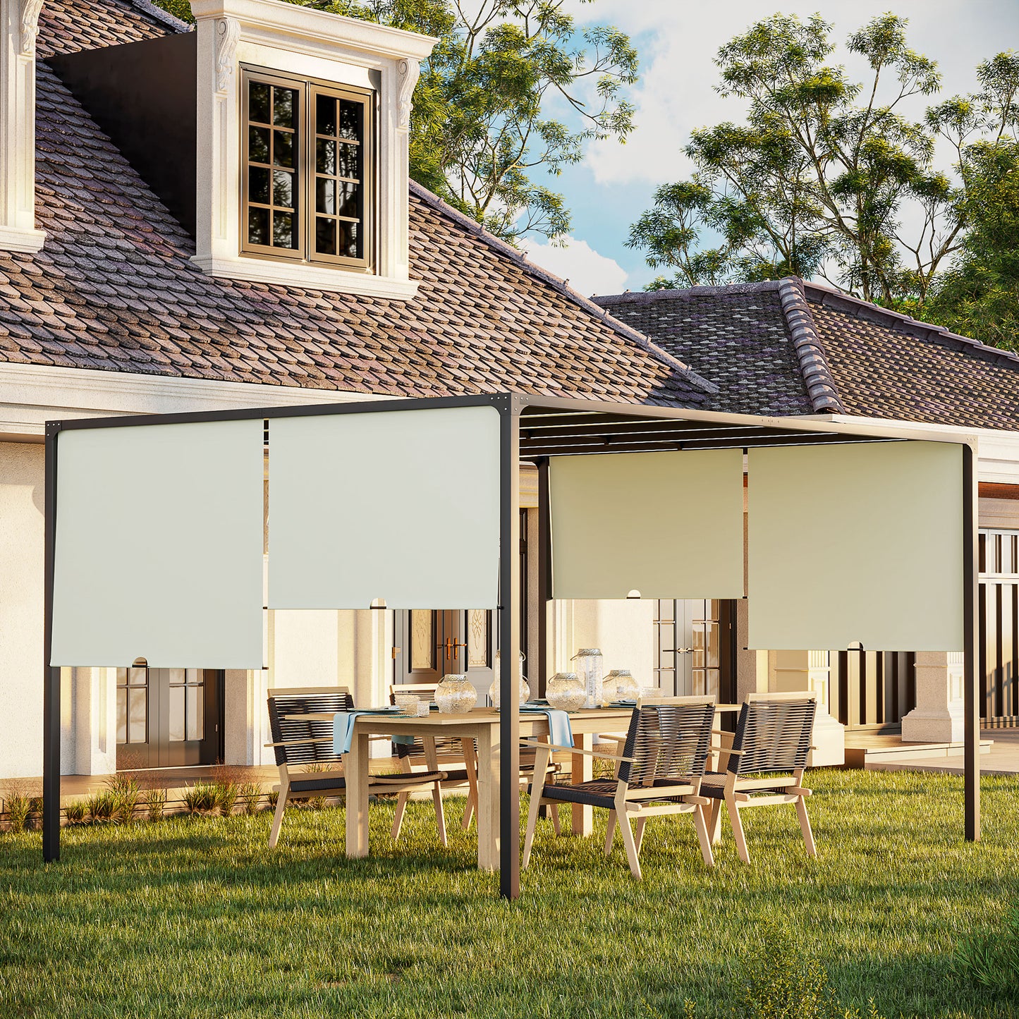 Outsunny 3 x 4m Outdoor Garden Pergola - Cream White