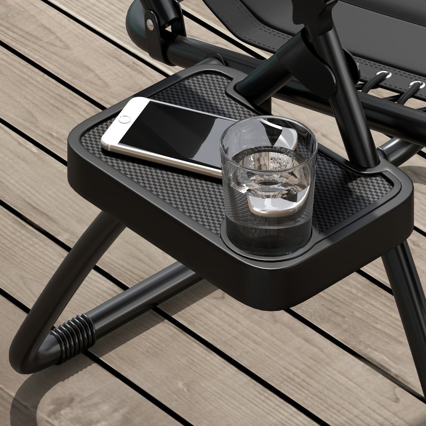 Outsunny Foldable Reclining Garden Chair, Zero Gravity Chair with Padded Seat, Cup Holder, Adjustable Backrest, Pillow for Outdoor, Patio, Deck, Black