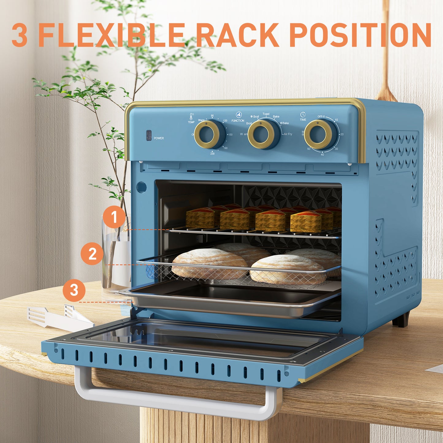 HOMCOM 20L 90-230°C Mini Electric Oven - Blue
