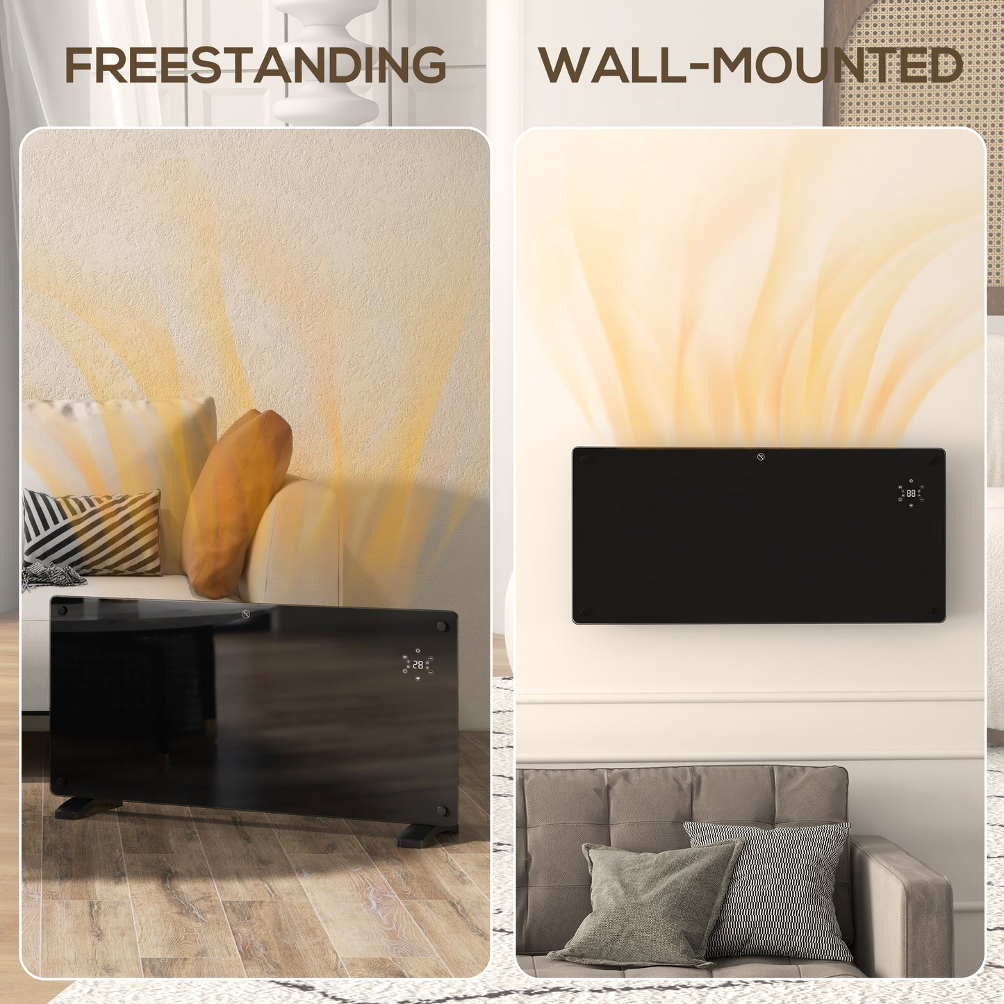 HOMCOM Electric Heater Wifi Smart App, 2000W Black