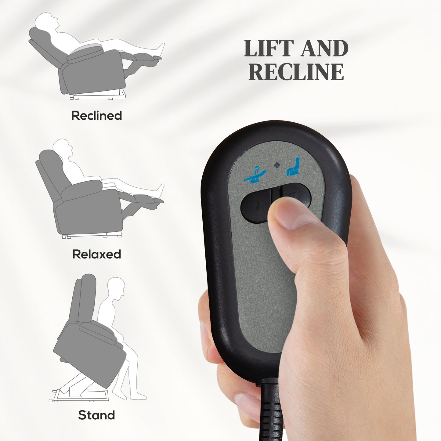 HOMCOM Electric Power Lift Recliner Chair, Fabric, Remote, Side Pockets, Grey