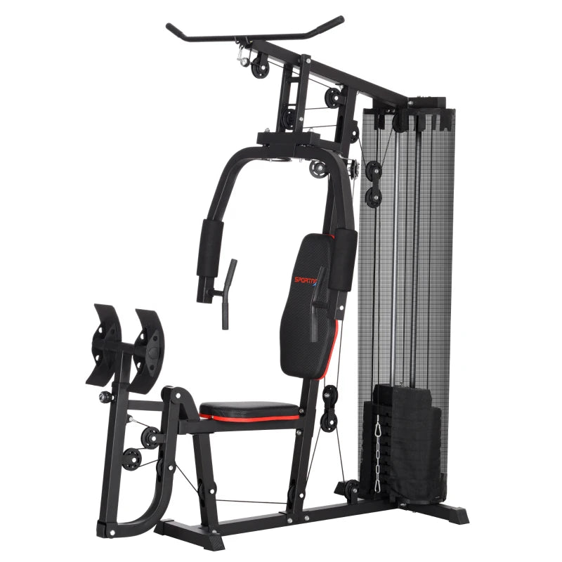 SPORTNOW Weights Machine, Multi Gym with 45kg Weight Stack, Compact Home Gym Leg Press Machine for Full Body Training