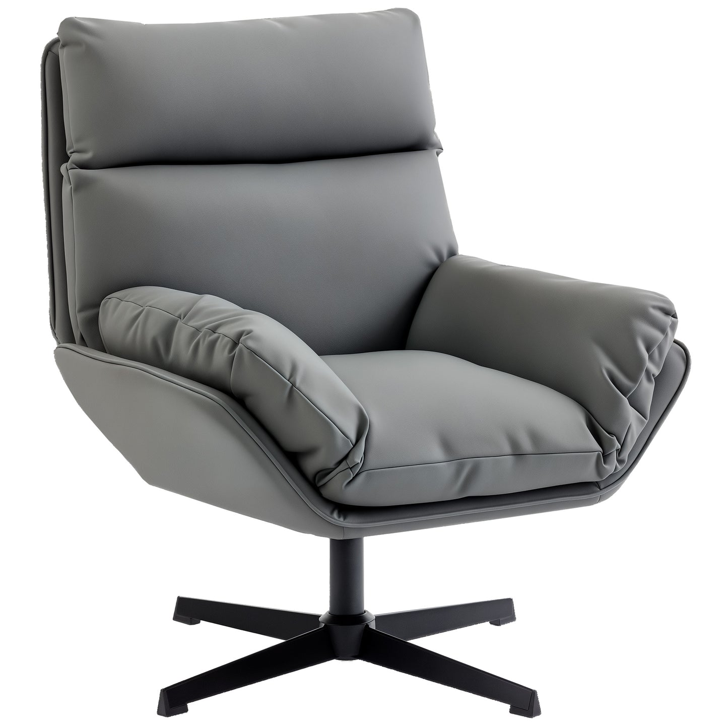HOMCOM Accent Chair with 360° Swivel Armchair for Living Room with Padded Cushion Dark Grey