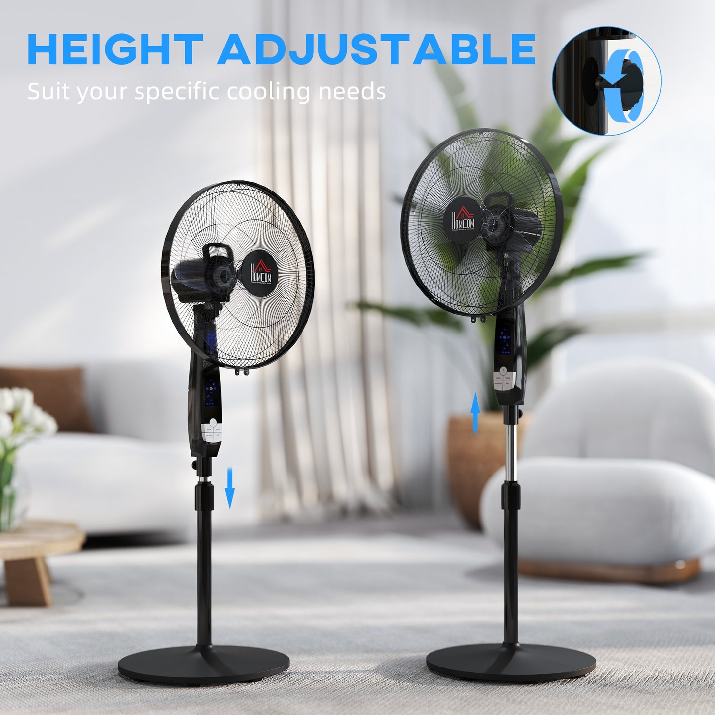 HOMCOM 16" Pedestal Standing Floor Fan, Oscillation Cooling Fan with Remote Control, Black