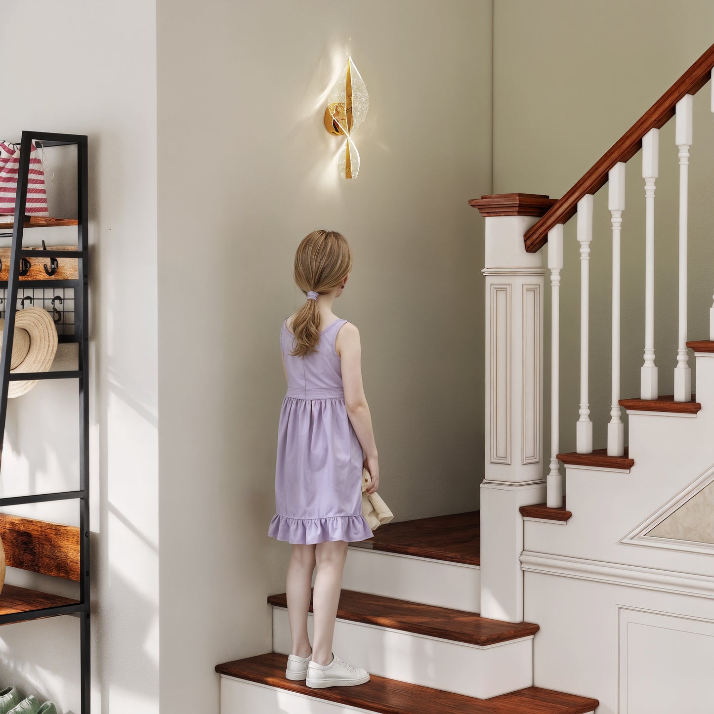 HOMCOM LED Wall Lamp 2 Pack, 13W Modern Spiral Light, Adjustable Colour Temp 3000K/4000K/6500K, for Bedroom, Living Room, Hallway, Stairs, Gold Tone