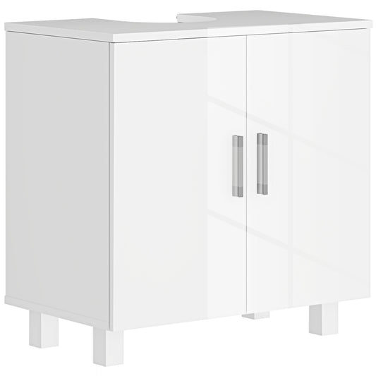 HOMCOM Bathroom Under Sink Cabinet for Basin without or with Pedestal - High Gloss White