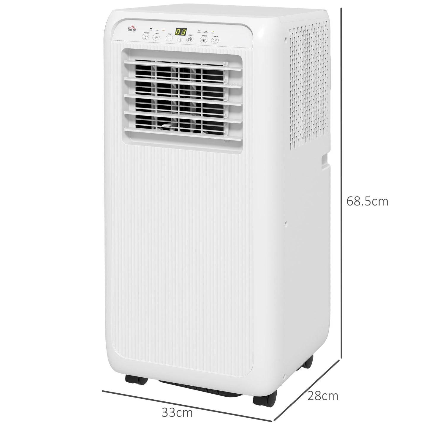 HOMCOM 9,000 BTU Mobile Air Conditioner for Room up to 20m with Dehumidifier 24H Timer Wheels Window Mount Kit