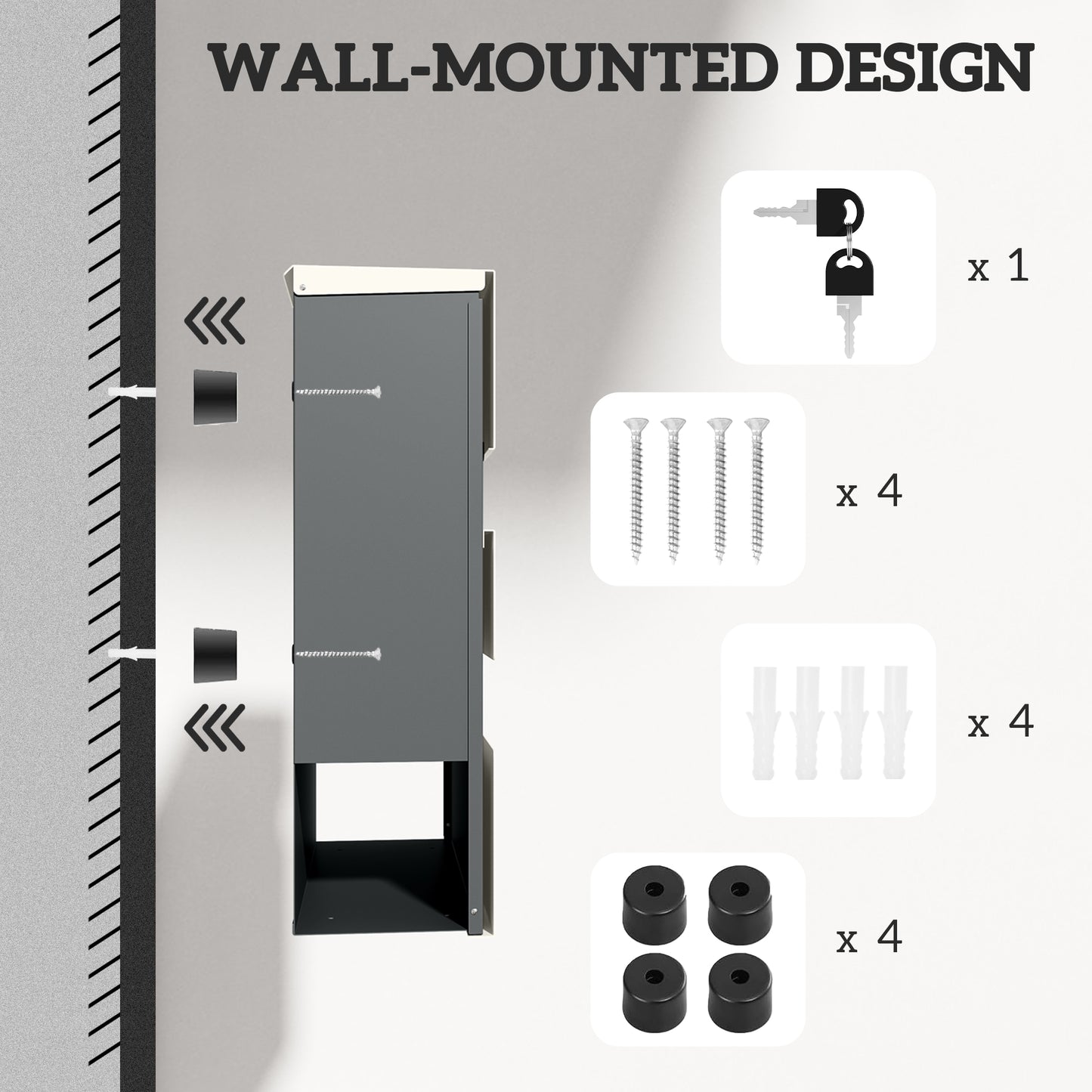 HOMCOM Modern Galvanised Steel Wall Mounted Post Box with Viewing Window, Weatherproof, 2 Locks, Easy Install, for Outdoor Use, White