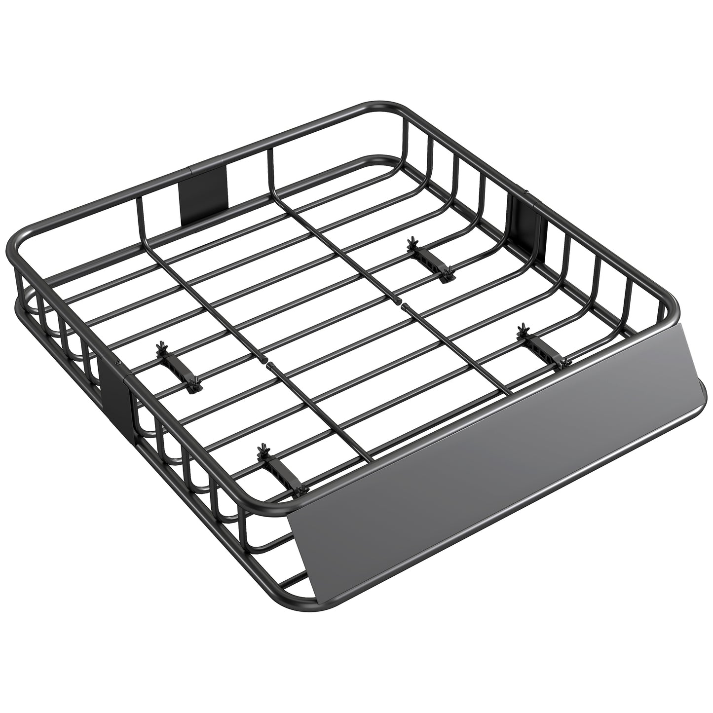 HOMCOM Roof Rack Basket Tray, 90.7 kg Steel Cargo Carrier with Wind Fairing & Side Rails for Vehicles, 110.5 x 99.5 x 18.5 cm, Black