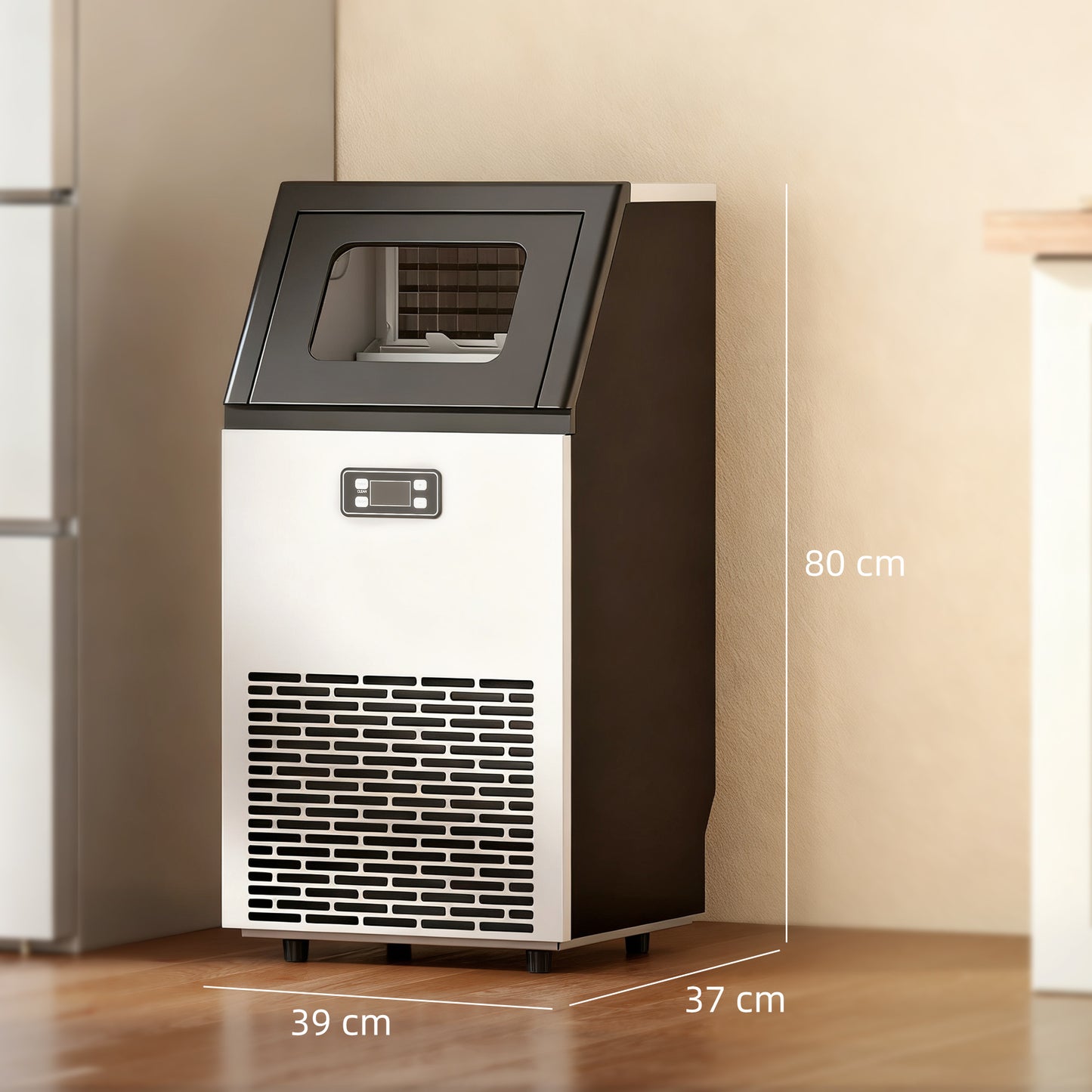 HOMCOM Freestanding Ice Maker Stainless Steel 45kg/24h
