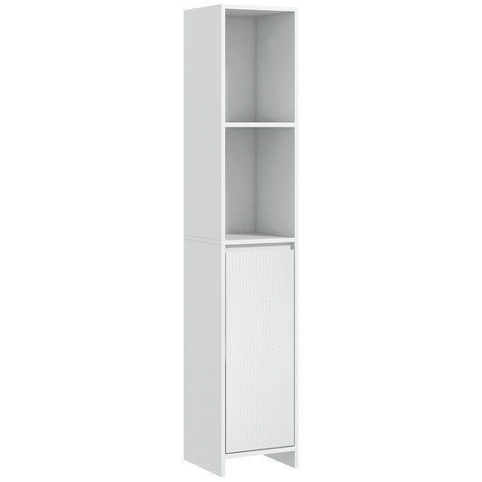 HOMCOM Bathroom Cabinet, Slim Storage Unit with Open Compartment, Freestanding Cupboard for Small Spaces, 30 x 30 x 160 cm, White