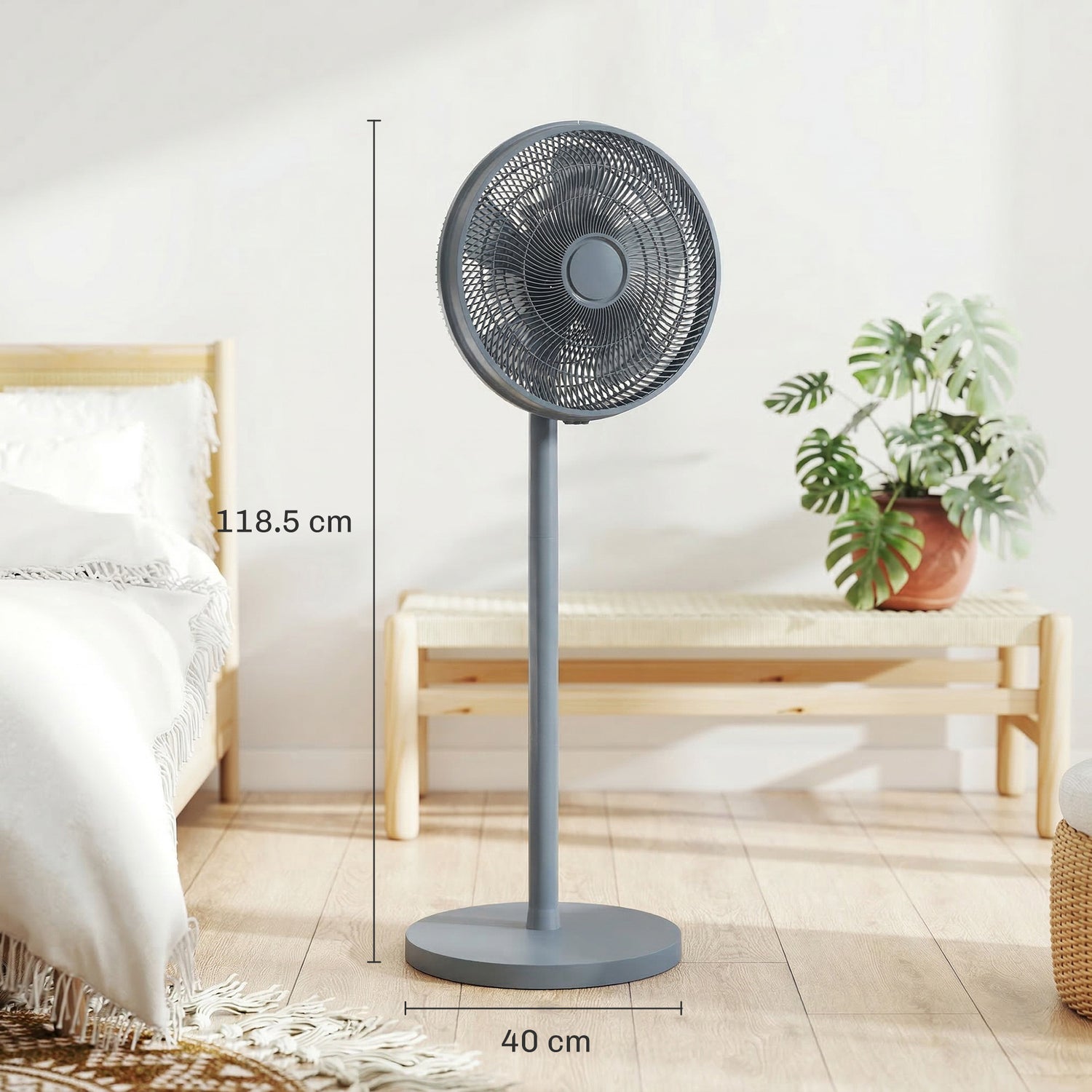 Cm Fans HOMCOM 40 cm Standing Fan, Cooling Floor Fan with 80° Oscillating, Adj ...