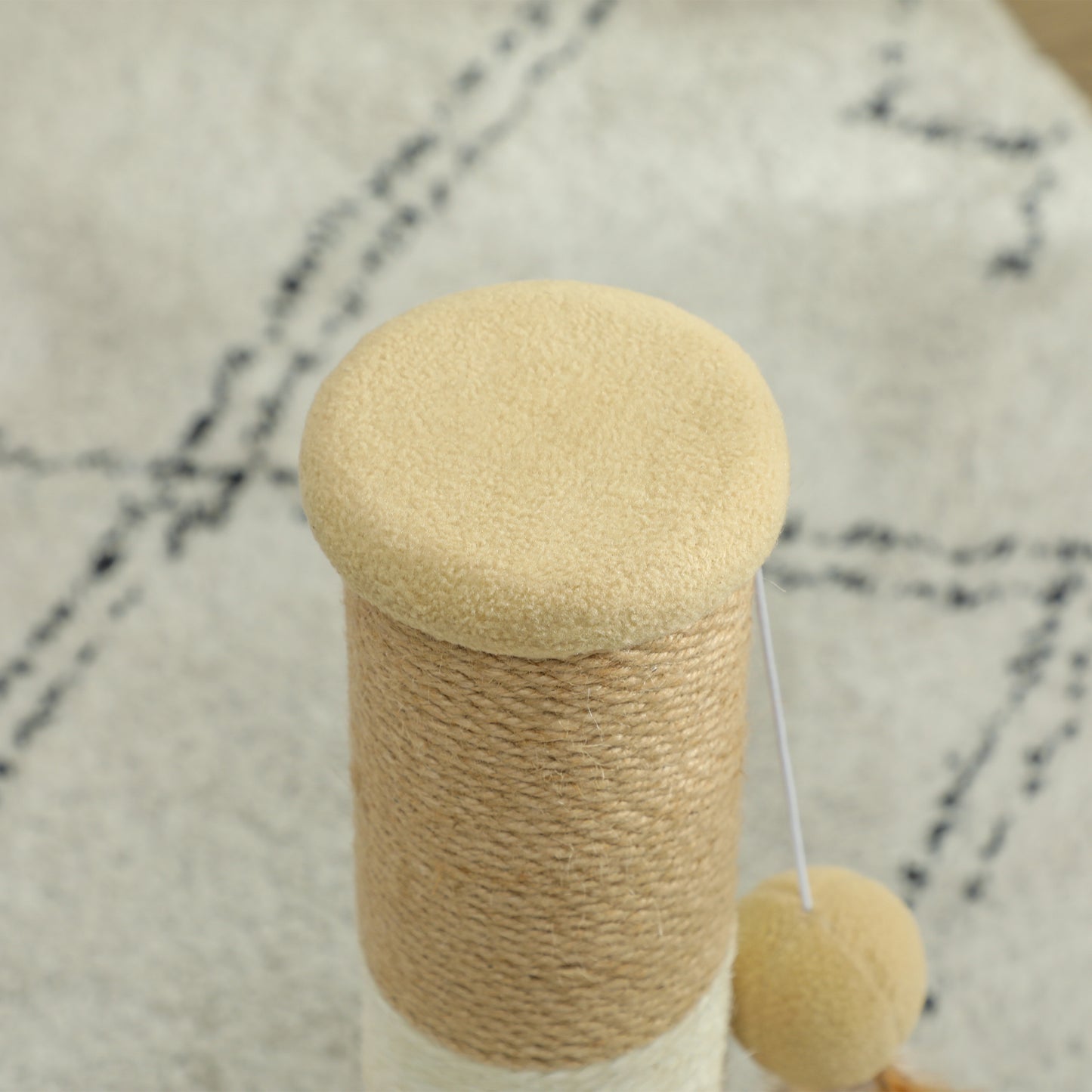 PawHut Cat Scratching Post for Indoor Cats, 47cm Tall Cat Scratcher with Jute Sisal Rope, Hanging Toy Ball, Feather, Brown