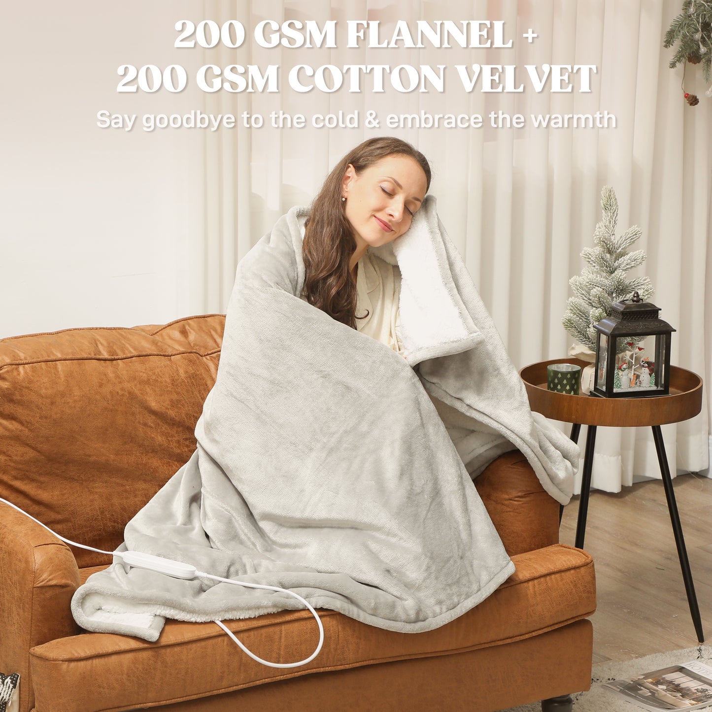 HOMCOM Heated Blanket, Electric Throw 180x130cm with 10 Heat Levels & 10H Timer, Machine Washable Flannel Velvet, Overheat Protection, Grey