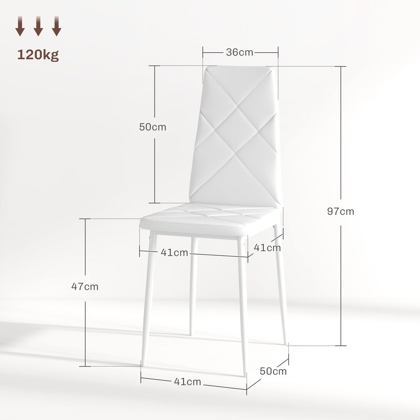 HOMCOM Faux Leather Dining Chairs Set of 6 - White