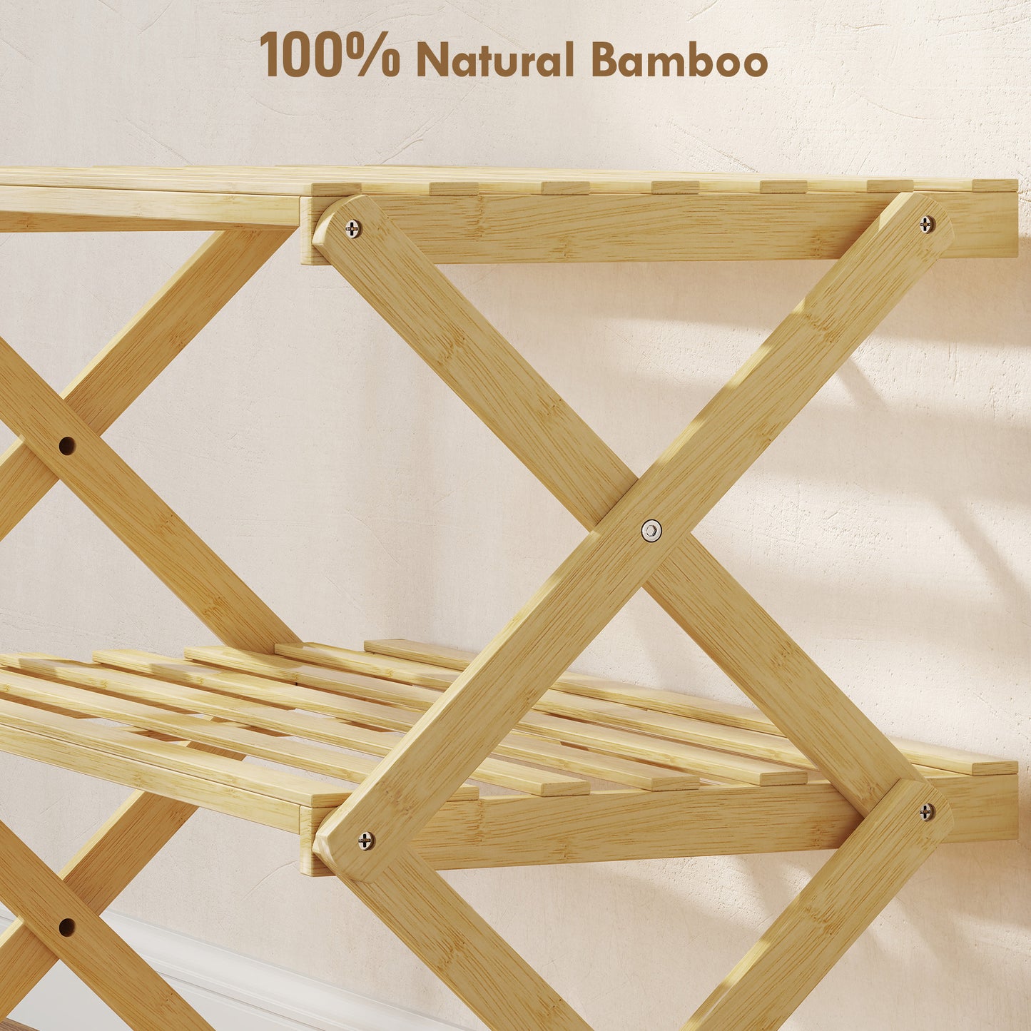 HOMCOM 3-Tier Bamboo Shoe Rack, No Assembly - Natural