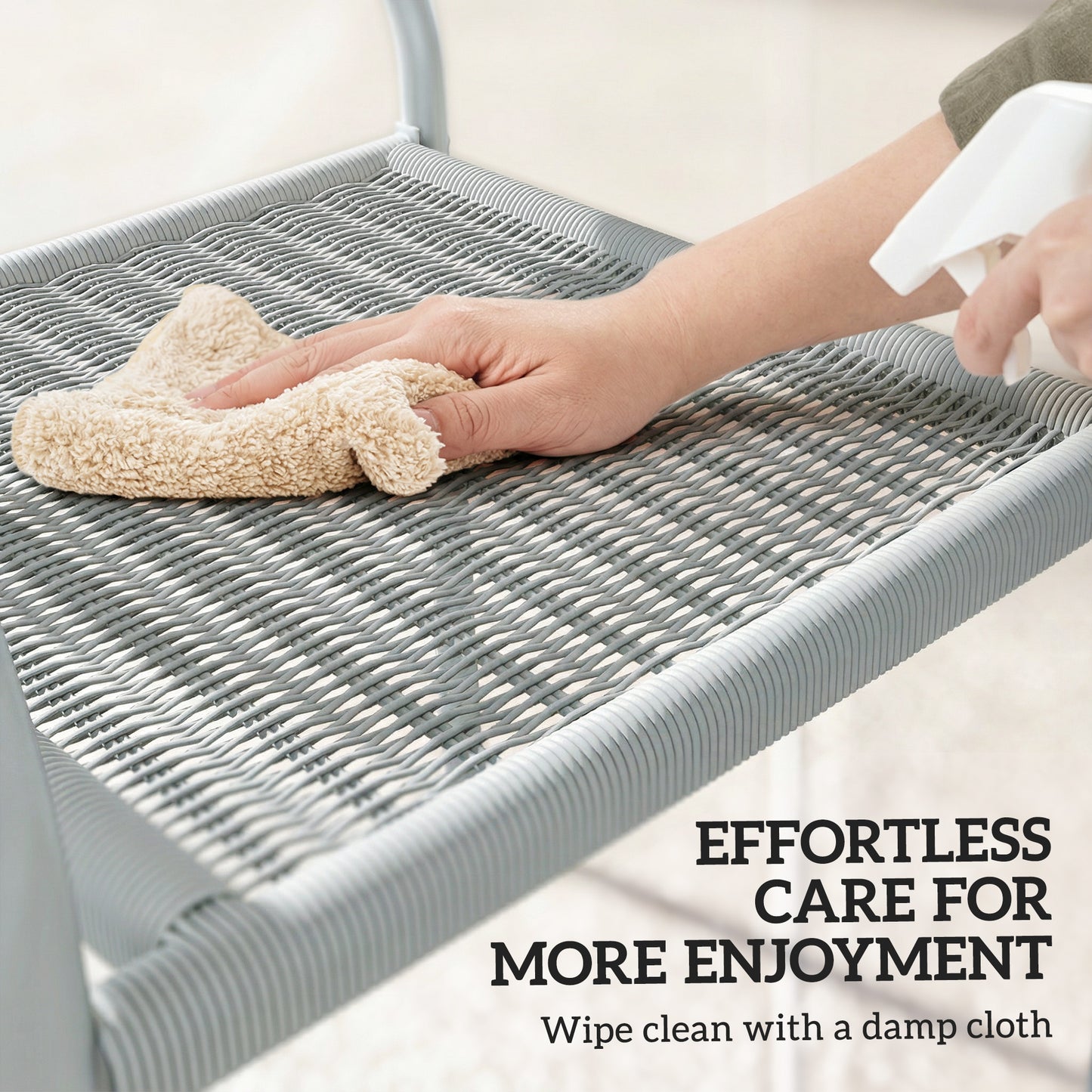 Outsunny Stackable Garden Chairs Set of 4, Rattan Effect Outdoor Dining Chairs, Light Grey