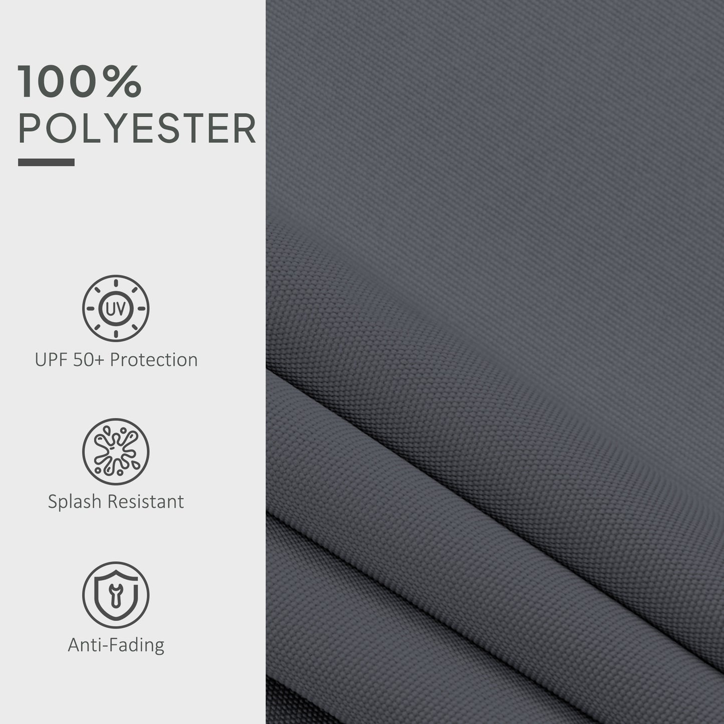 Outsunny Awning Replacement Canopy, UPF 50+ Awning Fabric, Water Resistant Sun Shade Cover for 3 x 2.5 m Garden Awning (Fabric Only), Grey