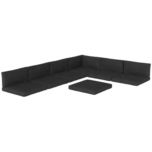 Outsunny Replacement Cushions for Rattan Furniture, 14-Piece Outdoor Seat & Back Cushion Set, Black