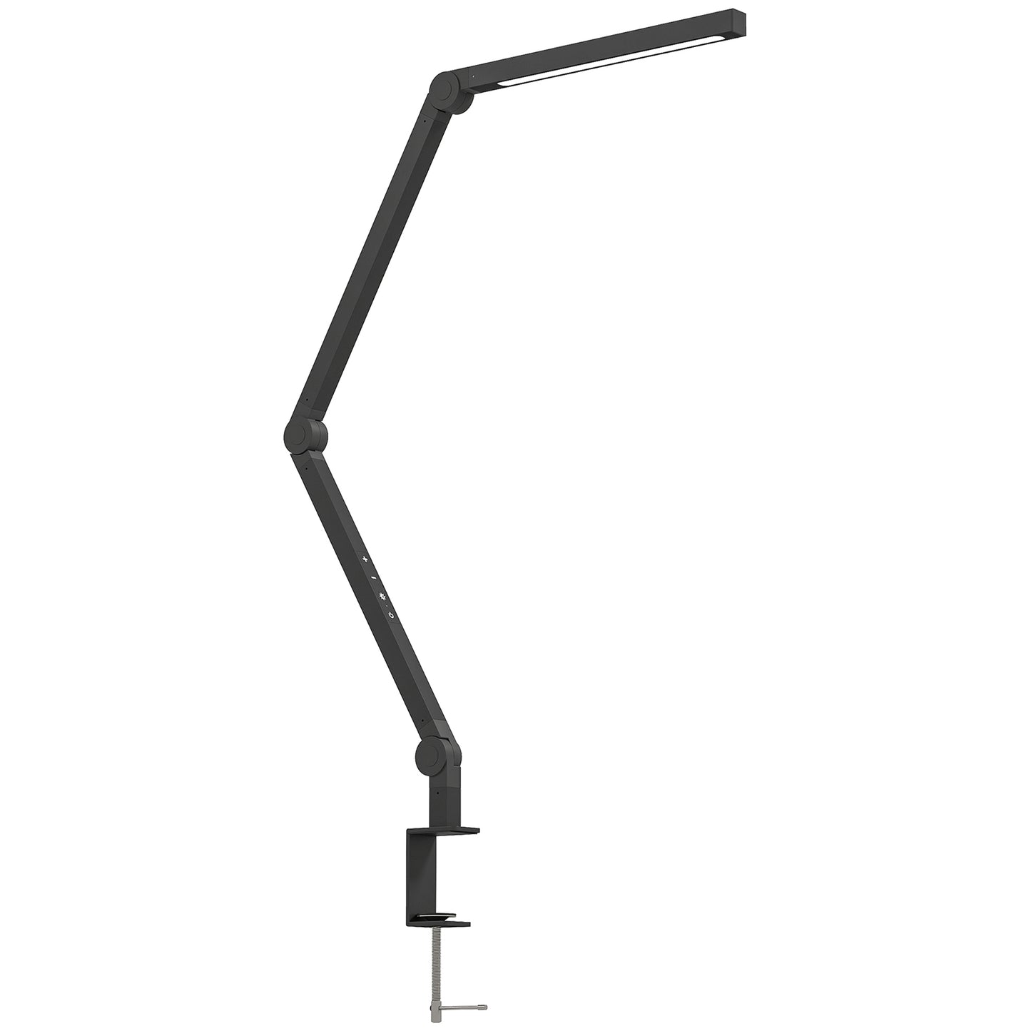 HOMCOM LED Desk Lamp, Dimmable with Swing Arm & Clamp, Adjustable Eye-Caring, 2 Color Modes, 5 Brightness Levels for Study/Office, Black