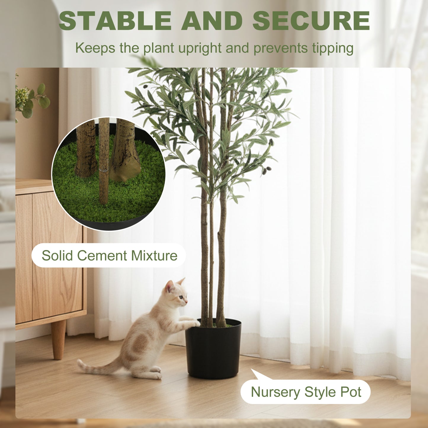 HOMCOM 175 cm Artificial Olive Tree, Tall Faux Plant with 787 Leaves & Adjustable Branches,