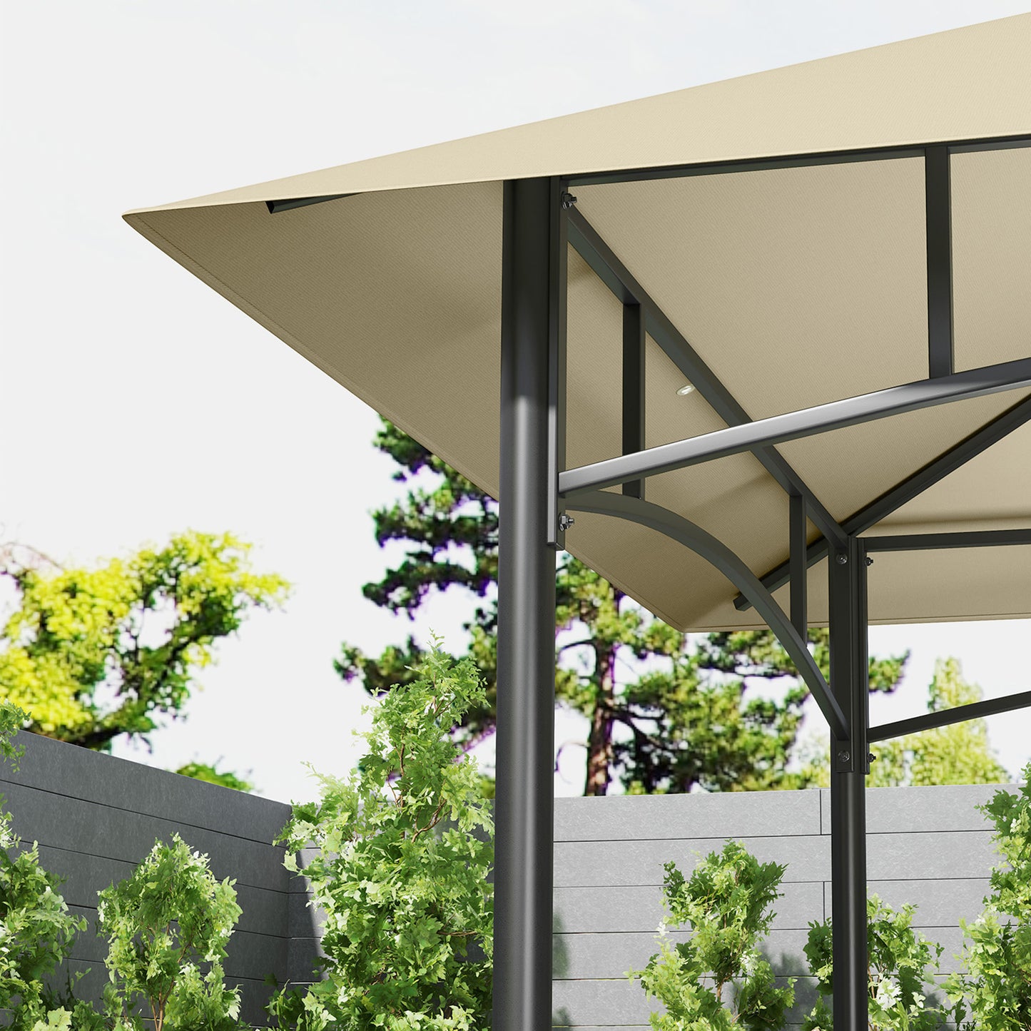 Outsunny 8' x 5' Grill Gazebo, Double Tier Canopy with Side Shelves, Baskets, Hook for Garden/Patio, Beige