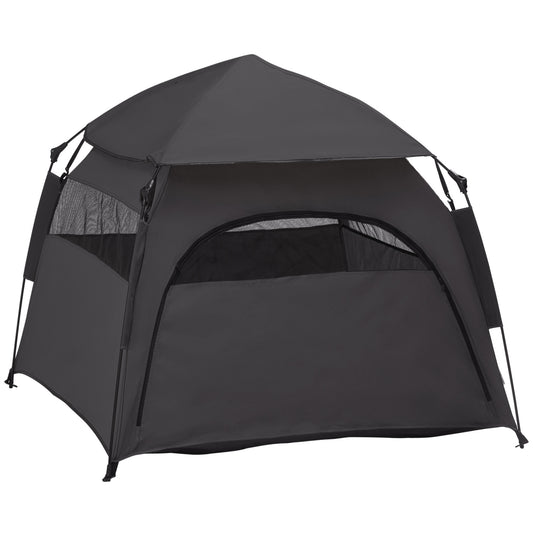 PawHut Foldable Dog Cat Tent with Waterproof Oxford, Carry Bag for Extra Large Dog, Charcoal Grey