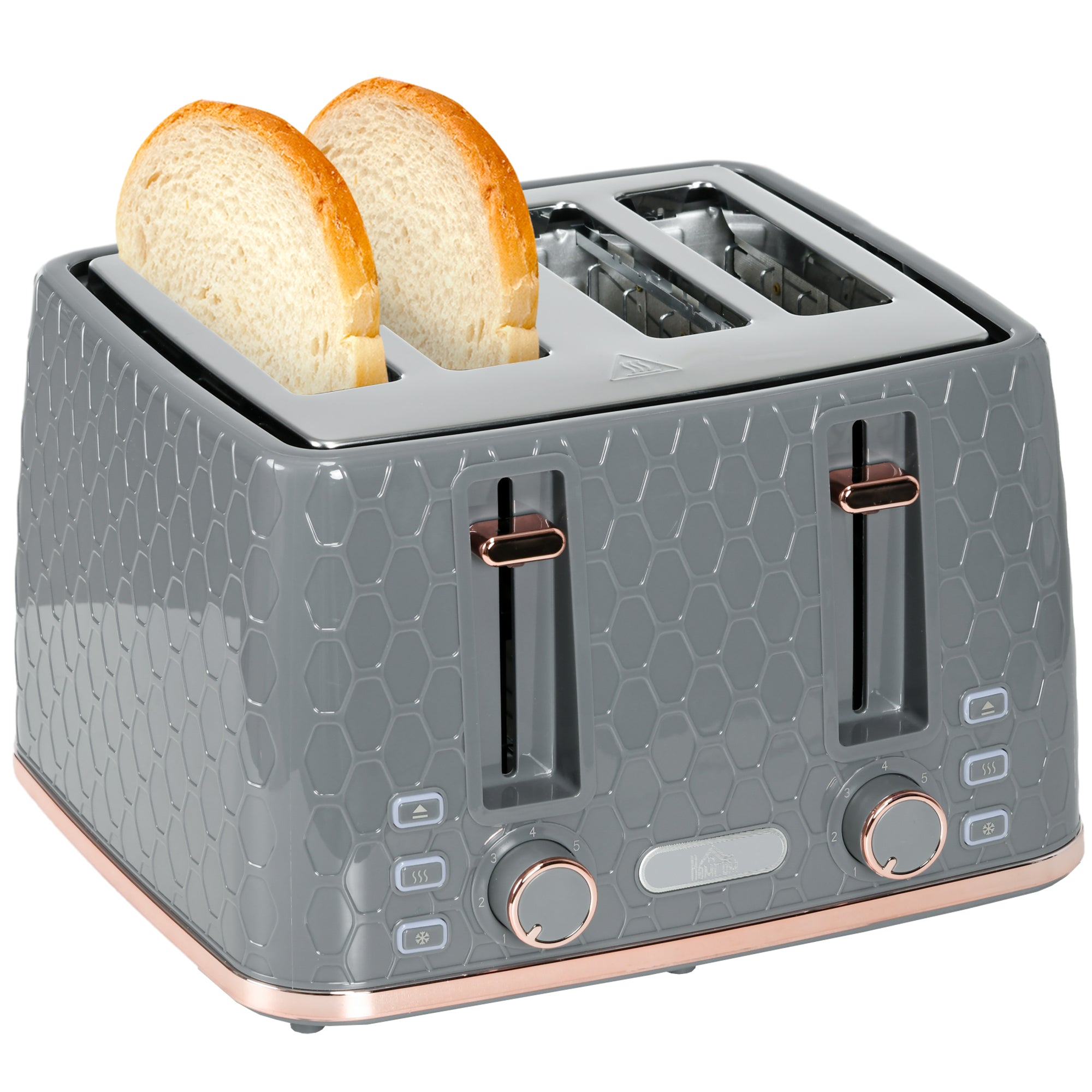 HOMCOM Four-Slice Honeycomb Toaster - Grey – mhstar.co.uk