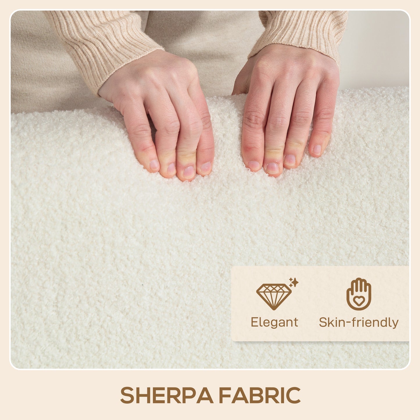 HOMCOM Small Sherpa Fabric 2 Seater Sofa Settee - Cream White