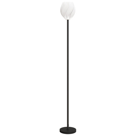 HOMCOM Floor Lamp, 3D Printed Rose Shade, Foot Switch, Tall Pole for Living Room, Bedroom, Office, E27 Holder, No Bulb (25W Max), White